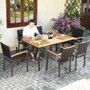 Tangkula 7 PCS Patio Rattan Dining Furniture Set Armrest Chairs Wooden Table - 3 of 4