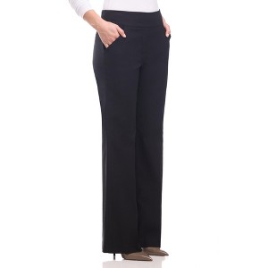 Rekkuna Women's Pull-On Wide Leg Dress Pants – Mid-Rise Stretch Slacks with Front Pockets and Flattering Fit - 1 of 4