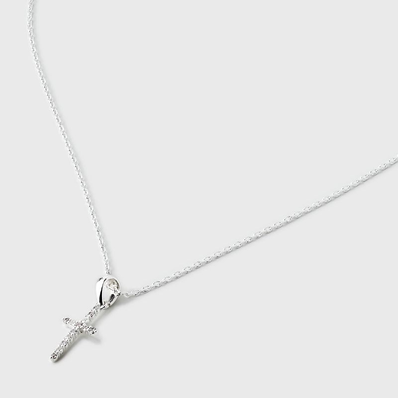 Silver Plated Cubic Zirconia Cross Pendant Necklace - Silver, 4 of 5