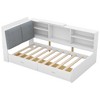Gulches Wood Twin Size Platform Bed with Storage Headboard, Built-in Shelves and 2 Drawers, White - Sturdy Pine Wood & MDF Frame - 4 of 4