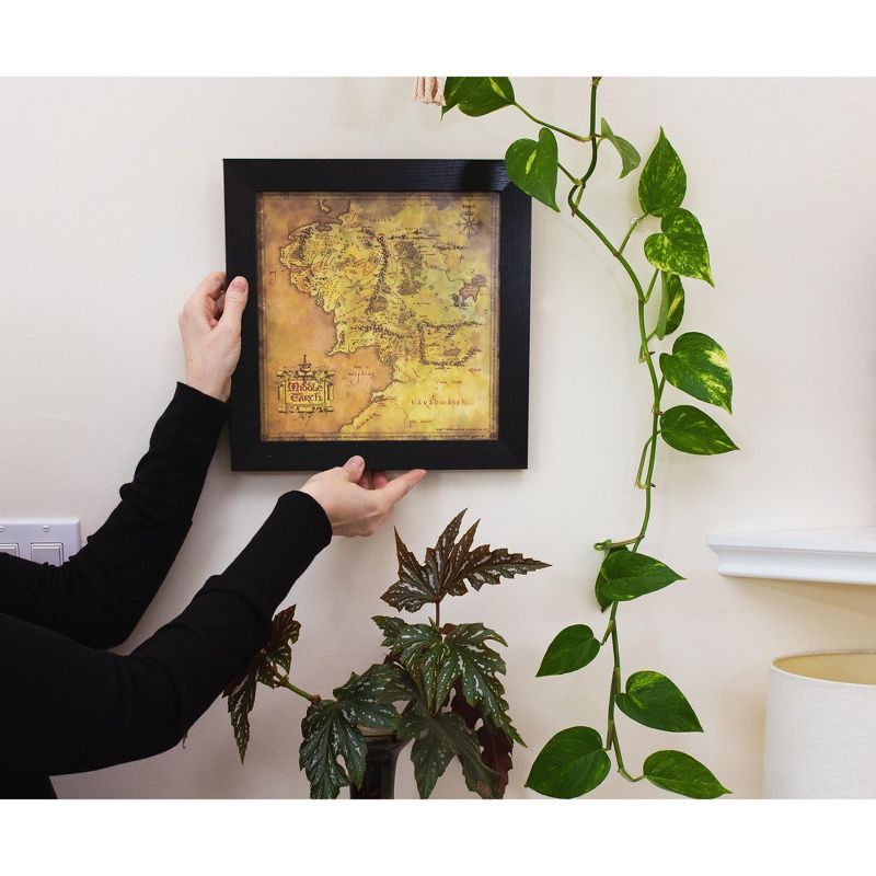 Silver Buffalo The Lord of the Rings Middle-earth Map Hanging Sign Framed Wall Art | 12 Inches, 3 of 7