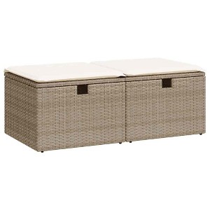 vidaXL Garden Sofa Set PE Rattan, Powder-Coated Steel, Modular Outdoor Storage Bench with Cushions - 1 of 4