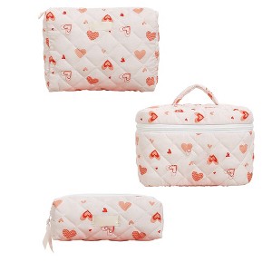 3pcs Mini Makeup Bag Printed Cosmetic Bag Coquette Aesthetic Toiletry Bag Travel Make Up Organizer Bag For Business Trips Vacations Outdoor Activities - 1 of 4
