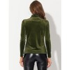 Allegra K Women's Solid Turtleneck Velvet Long Sleeve Work Basic Velour Blouse - 4 of 4