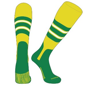 PEAR SOX OTC Baseball Softball Stirrup Socks (E, 7in) Bright Yellow, Kelly Green, White, KG - 1 of 3