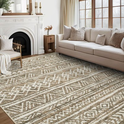 Washable Area Rug Boho Rug Foldable Thin Living Room Bedroom Non Slip Carpet Non-Shedding & Easy Care Mat