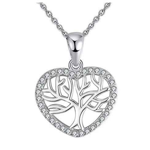 Heart Tree Life Pendant Necklace for Women Sterling Silver Cz Ginger Lyne Collection - image 1 of 4