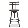 GDFStudio Theo Modern Industrial Fir Wood and Iron Adjustable Swivel Barstool, Brown and Black Brushed Silver - 2 of 4
