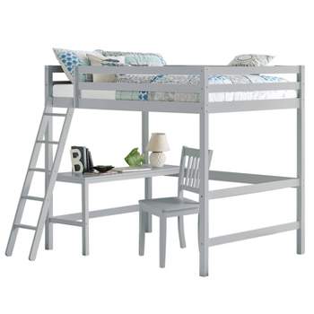 Full Caspian Kids' Loft Bed with Chair Gray - Hillsdale Furniture