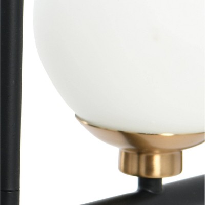 Matte Black Metal and Frosted Glass 5-Light Linear Chandelier