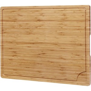 Set of 2 Large Bamboo Cutting Board, 24x18 Inches Wooden Chopping Board, Reversible Wood Cutting Board with Deep Juice Grooves, Built In Handles - 1 of 4