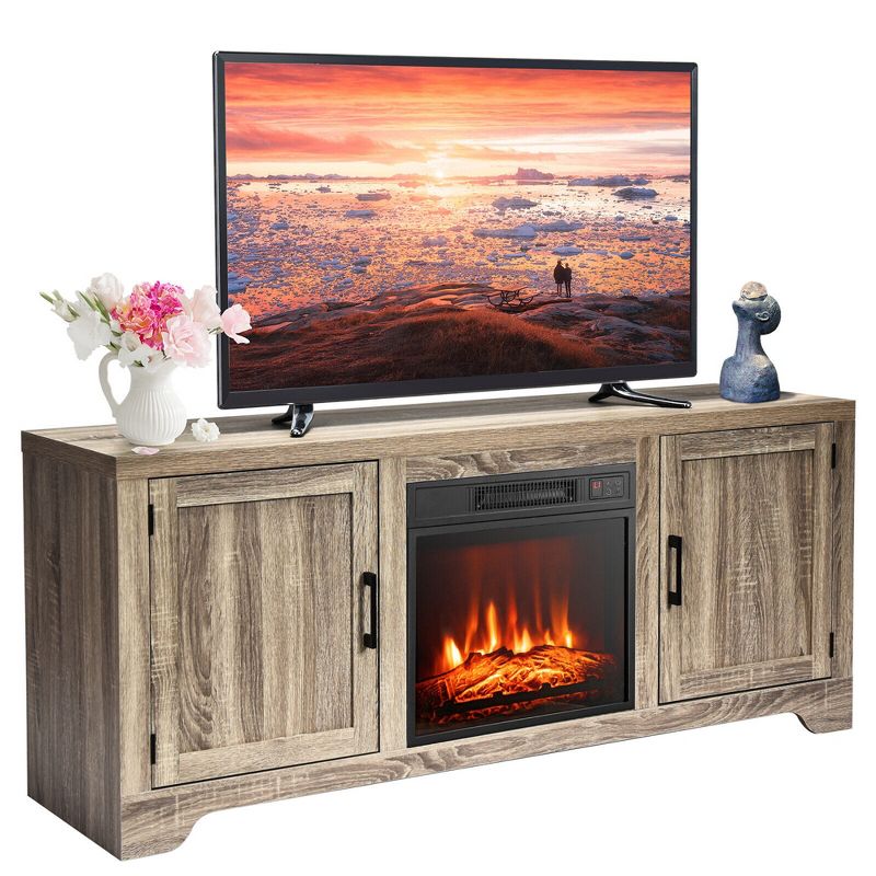 Tangkula 1400W Electric Fireplace TV Stand Storage Cabinet Console &Heater for 65" TV, 1 of 11
