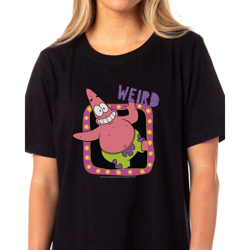 SpongeBob SquarePants Women's Patrick Star Weird Pajama Dorm Sleep Shirt Nightgown Black, 2 of 5