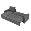 90" Corduroy Sleeper Sectional Sofa Bed with Pull-Out Bed & Reversible Storage Chaise - 2 of 4