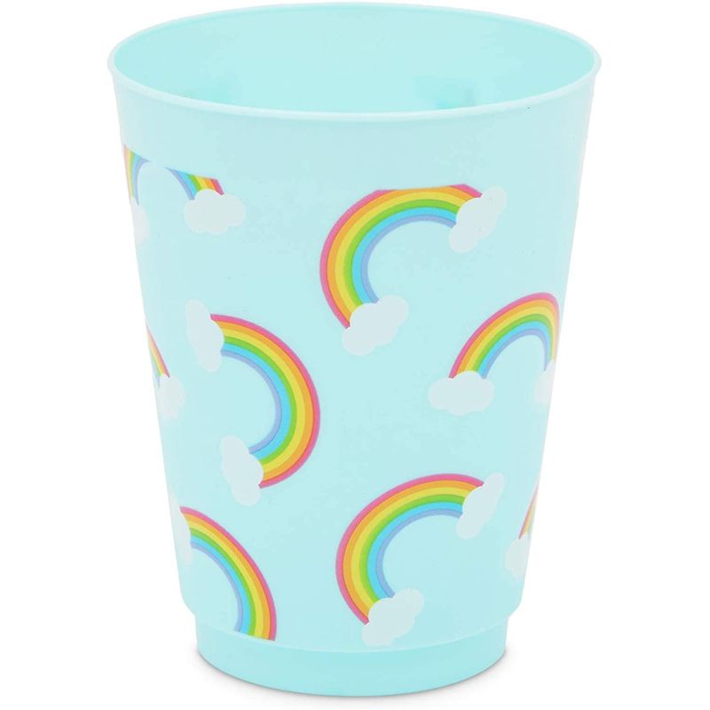 Sparkle and Bash 16 Pack Blue Plastic Tumbler Cups, Pastel Rainbow Party Supplies (16 oz), 5 of 8