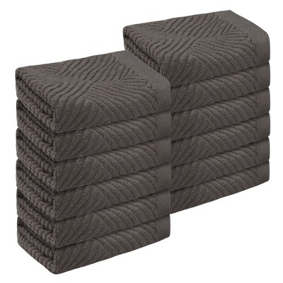 Unique Bargains Hotel Spa Bathroom Highly Absorbent Lightweight Striped Cotton Washcloths 12 Packs