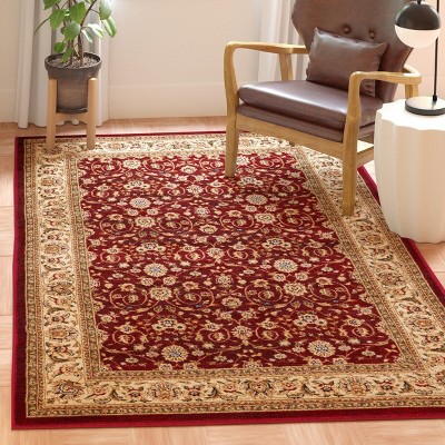 Lyndhurst Red and Ivory Floral Motif Rectangular Area Rug