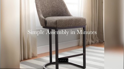 Espresso Metal and Gray Linen Barrelback Counter Stool, Set of 2