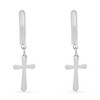 Steeltime Ladies stainless steel religious dangling charm cross huggie earrings - 2 of 4
