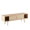 KWPZQEB Modern Coffee Table with Storage, Rattan Wooden Accent Center Tables with Sliding Rattan Door and Solid Wood Legs, Suitable for Living Room - 4 of 4