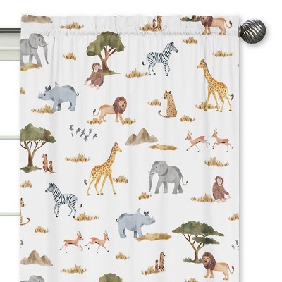 Jungle Safari Animals Sheer Black Rod Pocket Curtain Panels