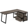 Resenkos Computer Desk, Gaming Desk,53" Reversible L-Shaped Computer Desk With 3 Drawers & Shelves,Gray - 3 of 3