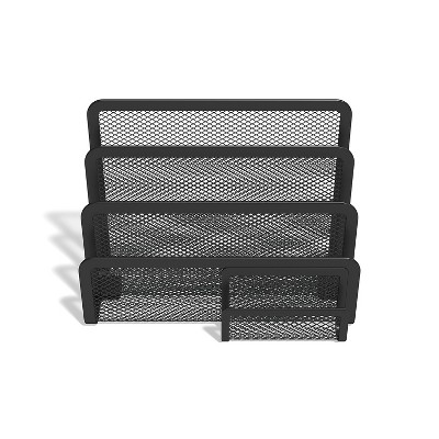 TRU RED 4 Compartment Wire Mesh Letter Holder Matte Blk TR57562-CC