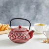 Juvale Red Cast Iron Floral Teapot Kettle with Stainless Steel Infuser Set, Japanese Tea Pot for Kitchen Pantry, 34 oz - 2 of 4