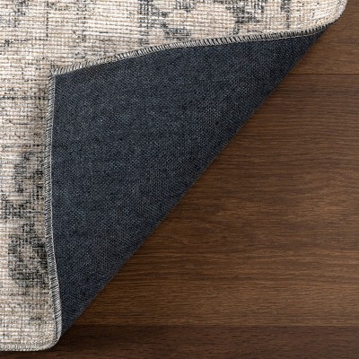 Beige and Gray Rectangular Synthetic Area Rug, 10x13