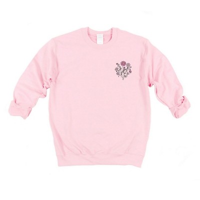 Simply Sage Market Women's Graphic Sweatshirt Embroidered Pink Bouquet