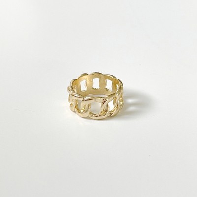 sanctuaire Statement Link Chain Ring Gold