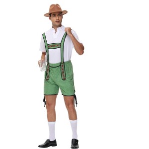Men's Halloween Festival Custome Dress Shirts Set ,Including Overalls and Top - 1 of 4