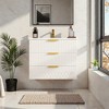 Mshliw 24 Inch Wall Mounted Bathroom Vanity with Double Drawers and Ceramic Basin Sink Floating Modern Bathroom Cabinet with Overflow - 4 of 4