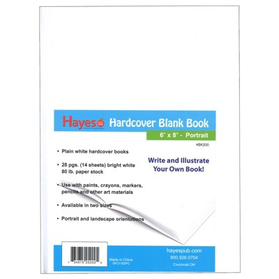 Hayes Publishing Hardcover Blank Book, White, 28 pages (14 sheets), 6"W x 8"H (Pack of 10)