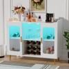 Aheaplus Sideboard Buffet with Charge Station and LED Light, Farmhouse Bar Cabinet with Wine Holder - 4 of 4