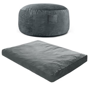 Itopfox Giant Convertible Bean Bag Chair to Bed - Micro Fiber Cover with Furniture Foam Filler Floor Couch Sofa for Bedroom, Dorm Room Full Charcoal - 1 of 4