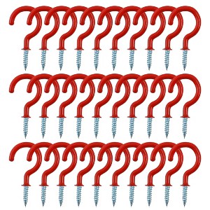 Unique Bargains Home Cup Ceiling Vinyl Coated Metal Coated Screw-in Hanger Hooks 30 Pcs - 1 of 3