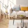 VYNXARIA 27.56" Round Nesting Coffee Table Set of 2, Circular End Tables with Marble Top and Sturdy Metal Base for Living Room, Bedroom (BROWAN) - 3 of 4
