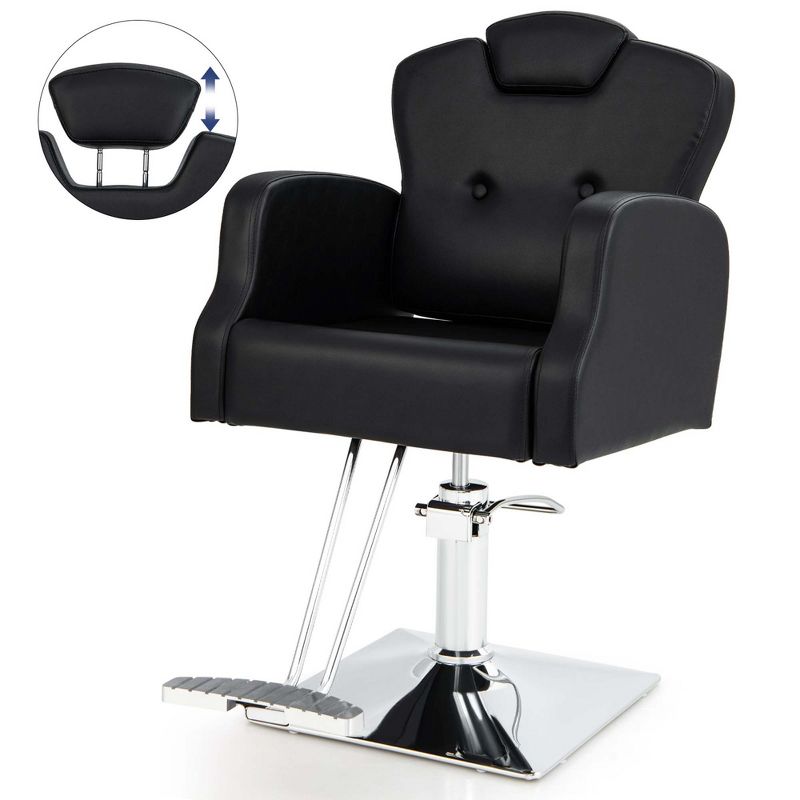 Costway Hydraulic Barber Chair 360 Degrees Swivel Salon Chairs with Adjustable Headrest, 1 of 11