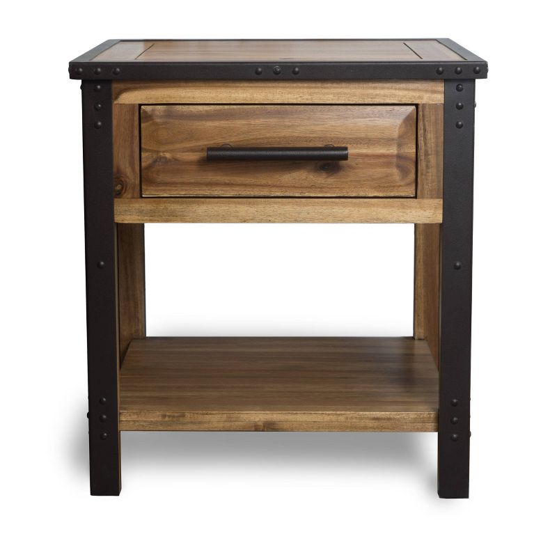 Luna Acacia Wood One Drawer End Table - Natural - Christopher Knight Home, 1 of 6