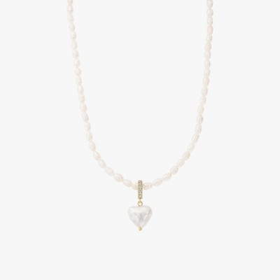 Bearfruit Jewelry Hope Cultured Pearl Necklace with Heart Shaped Charm Pendant