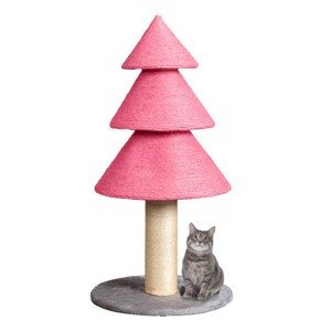 SEVOBAL Pet Tower Christmas Tree Cat Scratcher, Cat Scratching Post for Indoor Cats Cat Scratching Tree Cat Scratch Tower, Pink, 20.4"*16.5"*26.7" - 1 of 4