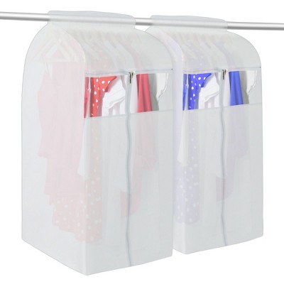 Stockroom Plus 2 Pack White Garment Bag Covers, Zippered Closet Bags for Clothes, Large, 20 x 24 x 54 In
