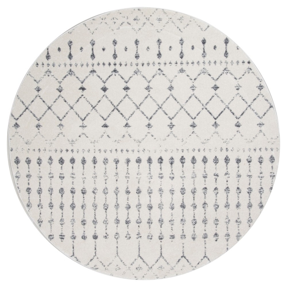 8' Round Moroccan Blythe Area Rug Gray - nuLOOM