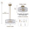 LLHZSY 14" Vertical Ribbed Drum Glass Shade Ceiling Chandelier Light, 3-Light Fixture, Gold - 3 of 4