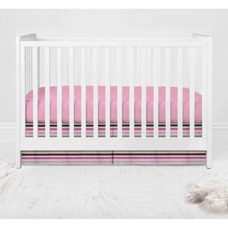 Bacati - Mod Dots Stripes Pink Fuschia Beige Chocolate 3 pc Crib Bedding Set, 4 of 6