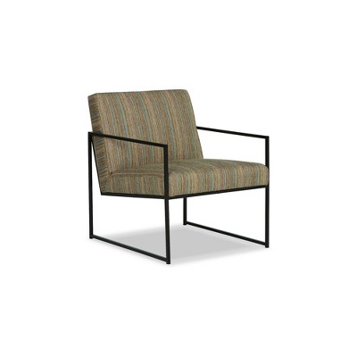 Contemporary Aniak Velvet Accent Chair in Blue and Beige