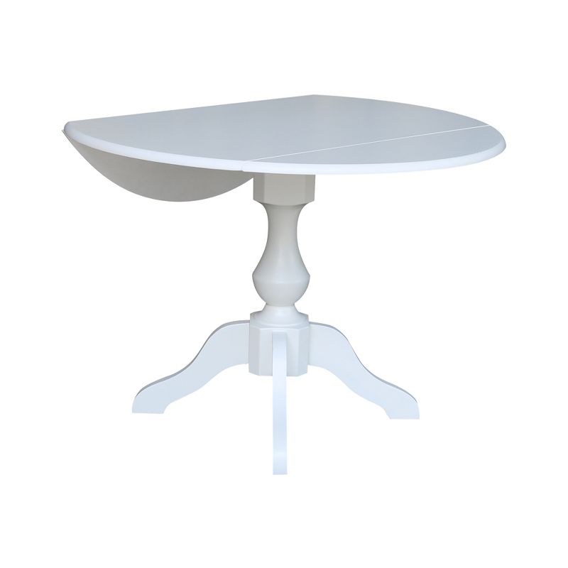 42" Matt Round Dual Drop Leaf Pedestal Table White - International Concepts, 5 of 11