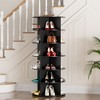 6 Tier Rotating Shoe Rack Tower, Revolving Shoe Rack Storage, Round Carousel Vertical Handbag and Shoe Organizer ,Black - 2 of 4