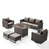 Buenhomino 6 Peices Outdoor Patio Furniture Set with 41" Fire Pit Table, Wicker Swivel Rocking Chairs Conversation Sets for Yard Garden Porch - 2 of 4